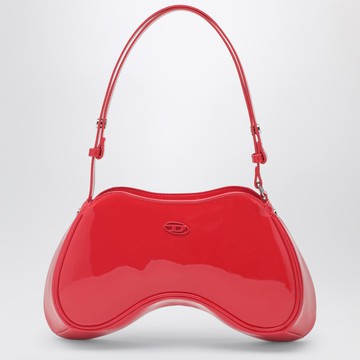 Double-D patent leather shoulder bag in red