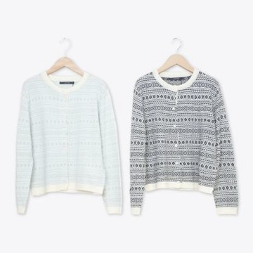 【MASTINA】圓領幾何針織上衣 藍 黑(魅力商品)