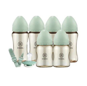 小獅王辛巴 咬咬喝喝進階組！新生起手包(扭扭奶嘴組)(夜光／綠沐) 2532元