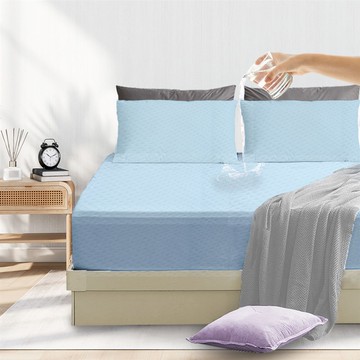 【寢室安居】護理級銀離子100%防水防蹣抗菌透氣保潔枕套（1對）-水藍_廠商直送