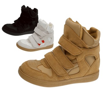 【白鳥麗子】休閒運動風拚接魔鬼氈厚底球鞋 店長推薦