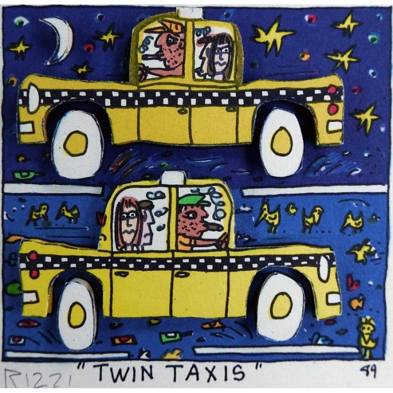 ジェームス・リジィ(James Rizzi) 「TWIN TAXIS」版画 3Dシルク