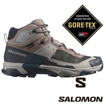 【SALOMON 法國】男X ULTRA 5 GT中筒登山鞋『灰/藍/灰』478548 戶外 露營 健行 運動 休閒 時尚 出國 旅遊 登山鞋
