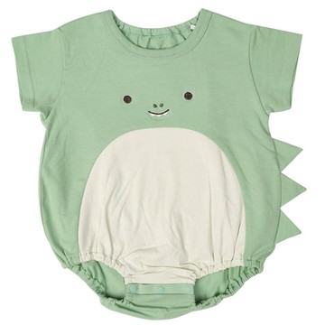 akachan honpo - 短袖包屁衣-動物造型-綠色