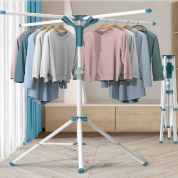 【AOTTO】不鏽鋼四桿曬衣架 曬衣神器 多功能 (可曬棉被 可折疊收納)