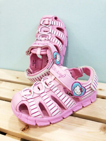 【震撼精品百貨】Hello Kitty 凱蒂貓 台灣製Hello kitty正版兒童超輕涼鞋-粉愛心(25 30號)*15736 震撼日式精品百貨