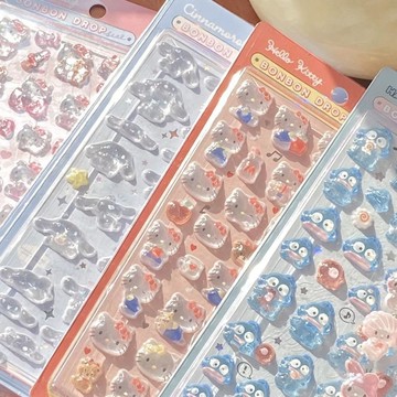 庫洛米3d貼紙貼紙小紅書水晶亞克力三麗鷗玉桂狗kitty立體滴膠浮雕diy裝飾貼紙aa百貨好評🥗🥗🥗🥗