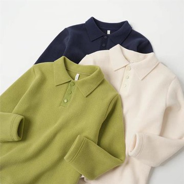 雙面奧粒絨 兒童POLO領保暖衛衣男女童加絨打底衫 中大童冬款童裝