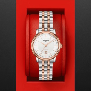 TISSOT天梭 官方授權 CARSON系列 經典簡約女性機械腕錶-玫瑰金 聖誕節 禮物 送禮 30mm/T1222072203101