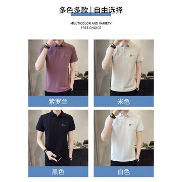 羅蒙男士冰絲短袖Polo衫夏季薄款商務休閑T恤帶翻領上衣服半袖體t