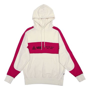(WMNS) Vans Colorblock Pullover Hoodie 'White Red'