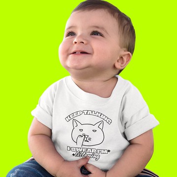 KEEP TALKING 兒童短袖T恤 白色 童裝嬰幼兒親子裝潮T男女童小孩