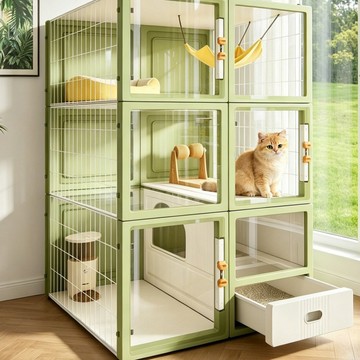 寵物籠/屋 家用貓別墅 56*81*84CM超大空間貓窩 帶廁所一體貓屋 室內貓籠 貓舍 貓廁所
