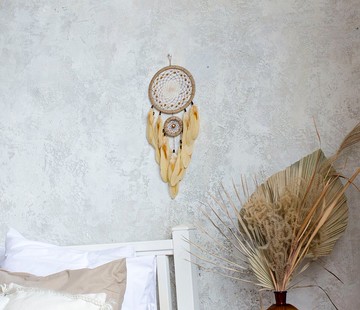 手工天然米色捕梦网