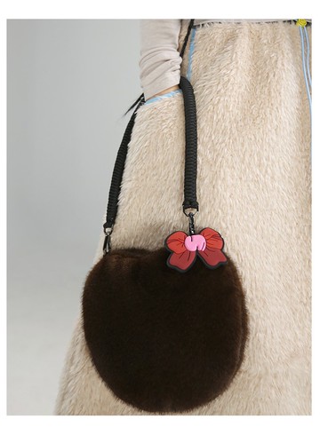 毛茸茸蘋果小包女仿貂毛手提單肩包