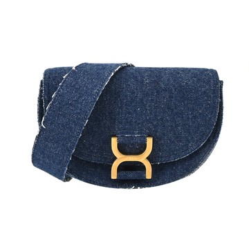 Chloe Marcie 帆布迷你翻蓋半月包(單寧藍)