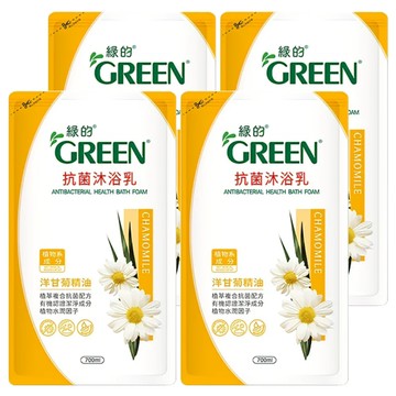 GREEN 綠的 抗菌沐浴乳 洋甘菊精油 補充包 溫和配方 平衡肌膚 減少塑膠浪費  700ml  4包