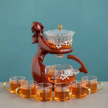 2025新款復古風仙女全自動茶具套裝家用懶人玻璃辦公室沖茶器全套