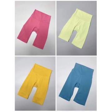 Amber外單 瑜伽高彈褲四分褲女士緊身跑步高腰裸感健身蜜桃提臀褲