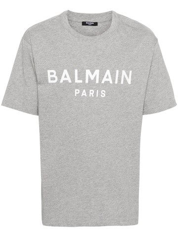 Balmain - logo-print cotton T-shirt - men - Cotton - L - Grey