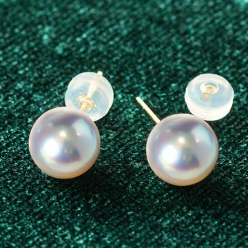 5-9mm 簡約百搭素釘 日本 Akoya 海水珍珠 耳釘 18K金 天女級 強光珍珠 耳環耳飾