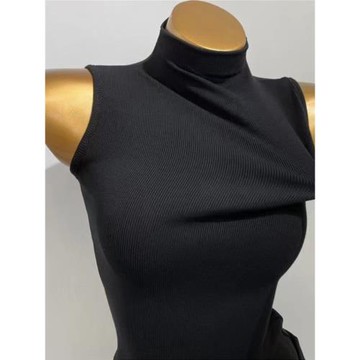 莫代爾棉春夏季半高領無袖背心女西裝內搭打底衫百搭氣質t恤上衣