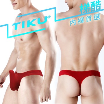 tiku梯酷 露臀u凸立體囊袋 冰絲透氣丁字男內褲 -紅色 (rp8002)