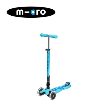 Micro - 瑞士 Maxi Deluxe Foldable LED輪 折疊版兒童滑板車-金屬藍
