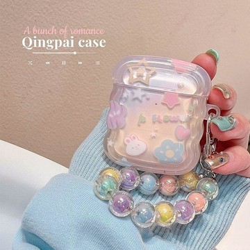 晕染卡通星星链条 AirPods Pro3 4代 3代 pro2保護殼 2代蘋果 藍牙 矽膠防摔保護套 耳機殼 生日禮物