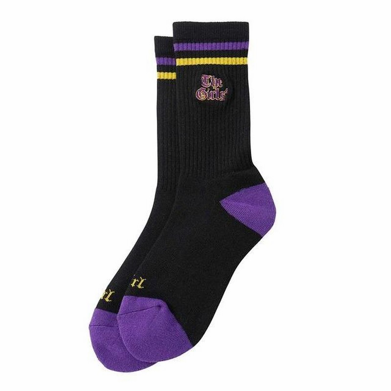 エックスガール X-GIRL OLD ENGLISH LOGO LINE RIB SOCKS ロゴ
