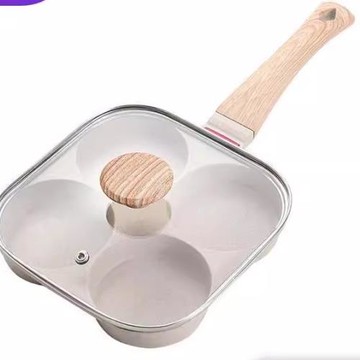 日本進口新款帶蓋四孔煎蛋鍋不粘鍋家用早餐鍋麥飯石平煎蛋神器