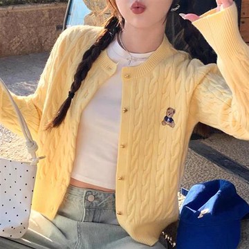 【巴黎精品】現貨+預購 法式針織外套寬鬆上衣針織衫毛衣大碼百搭休閒女裝-學院風壓紋高級女外套4色a1lg25