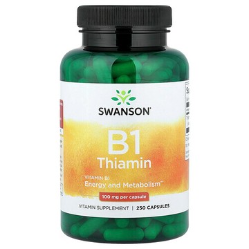 Swanson Vitamins, 維生素 B1 硫胺，100 毫克，250 粒膠囊