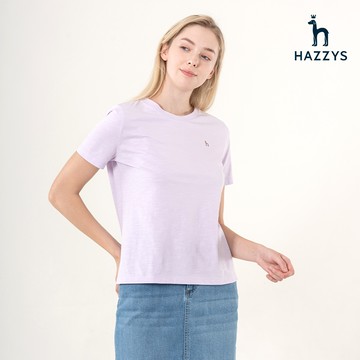【HAZZYS】女款淺紫色休閒百搭圓領短袖上衣 YWTEB111