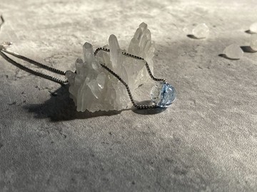 【冰河時期。手燒琉璃珠項鍊】琉璃|鈦鋼鏈、醫療鋼