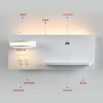 10W 3000K USB充電壁燈 B157-58-250-1