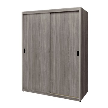 IHouse-【免組裝】台灣製4X7尺推門收納衣櫃 (贈實木衣架*5)古橡