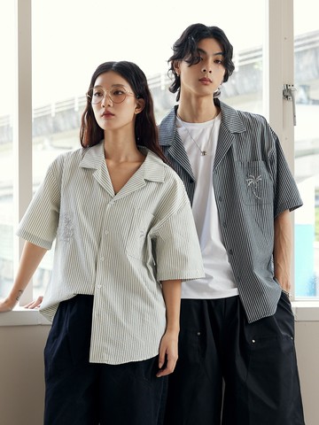 度假風椰子樹口袋造型短襯