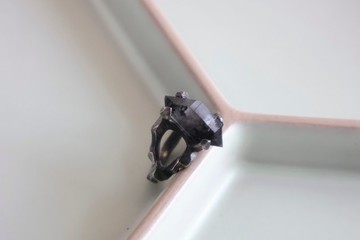 原石美 閃靈水晶原石礦石純銀做舊戒指 港碼11.5號