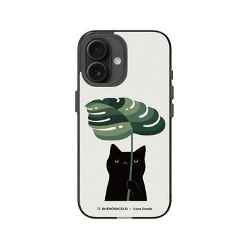 iPhone 16 Clear (相機按鈕) 酷墨灰 - ilovedoodle (Lim Heng Swee) - Cat and Plant - Umbrella
