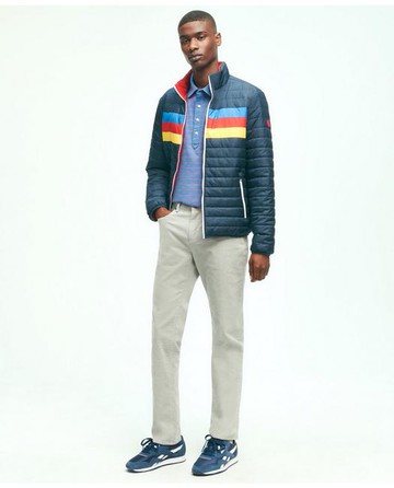 Brooks Brothers Men's Reversible Racer Stripe Puffer Jacket | Navy | Size XL
