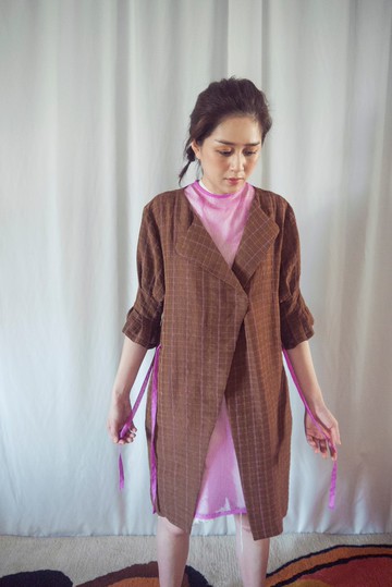 //優惠組合//Laume蓬袖翻領外套式洋裝 + Arti小高領綁帶罩衫