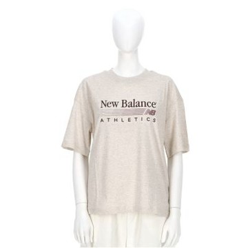 New Balance 女款 杏色 寬鬆 復古 Logo T恤 運動 休閒 短袖 WT6297MKLIT