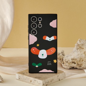 食菇飛飛狗狗純色矽膠SAMSUNG手機殼