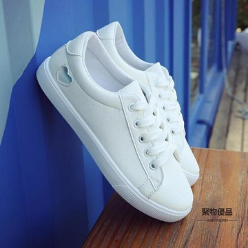 韓版松糕厚底圓頭系帶板鞋休閒女鞋【聚物優品】