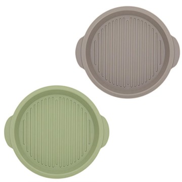 可微波裝飾擺盤圓形盤組  橄欖綠、灰灰  1套  2個盤子