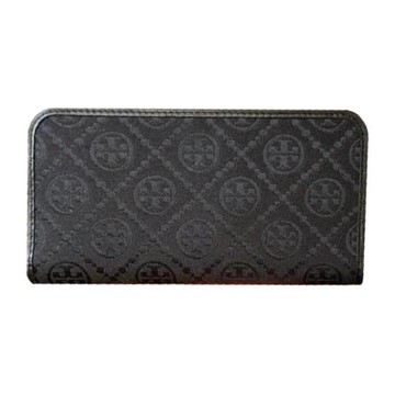 【TORY BURCH】緹花滿版LOGO對開長夾-黑