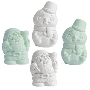 QIDINA 聖誕除濕防霉香氛珪藻土 聖誕老人雪人造型 擺飾紙鎮 4入組