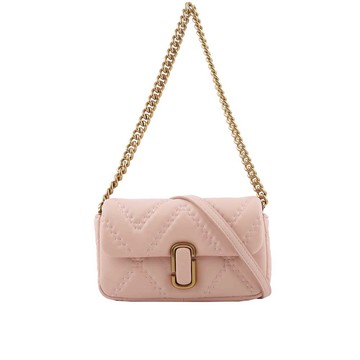 MARC JACOBS THE J MARC 縫線小羊皮翻蓋迷你二用包(玫瑰粉)