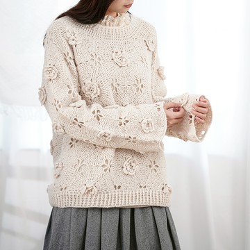 立體鉤花針織毛衣501213